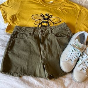 Army Green Denim Shorts